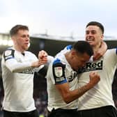 Tom Lawrence (right) celebrate with Ravel Morrison after he scored for Derby