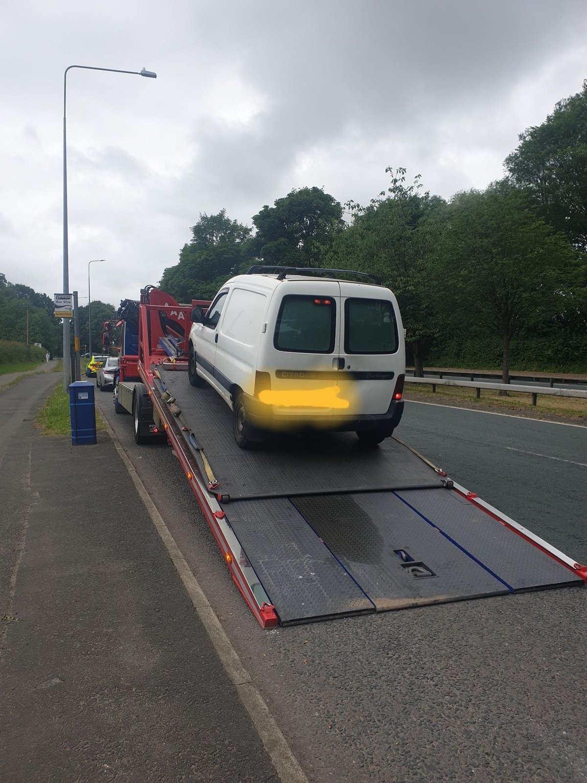 Van stopped by Lancashire Police had a stoned passenger in a deck chair in the back