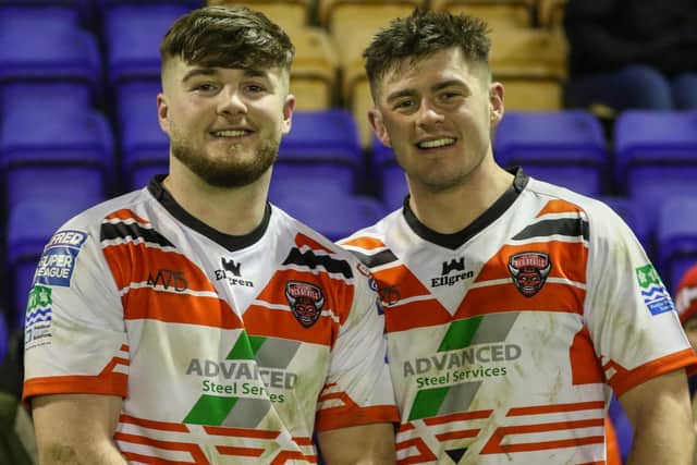UCLan students Jacob Lee (left) and Joe Coope-Franklin, pictured wearing their Salford Red Devils kit, have debuted for the First Team.