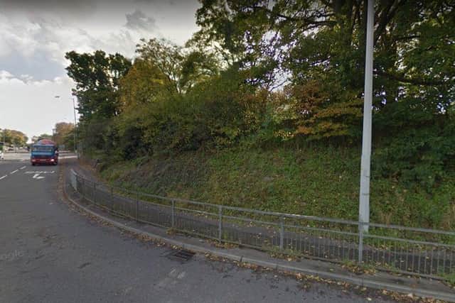 The footpath on the Garstang Road approach to the Broughton roundabout from Preston previously featured a guardrail (image: Google)