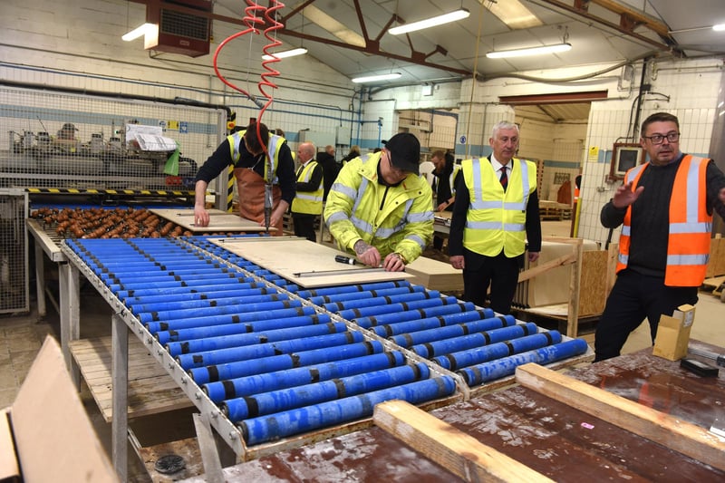 Speaker and Chorley MP Sir Lindsay Hoyle learning all about the manufacturing process on his tour of Shackerley in Euxton.