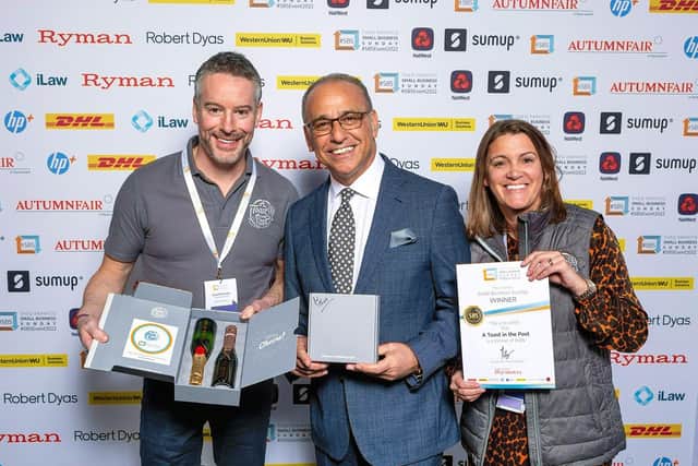David and Jane Charnley of Toast in the Post, the Blackpool-based drinks in the post gift business with retail entrepreneur Theo Paphitis