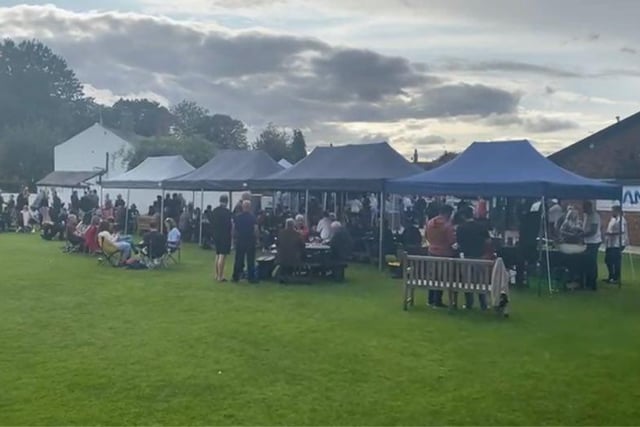 Tents were set up to avoid the rain