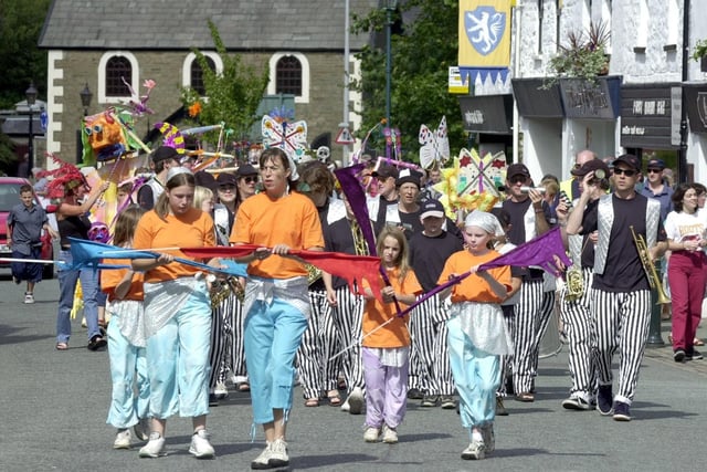 The Baybeat Carnival Band leads the Celebration Of Arts Festival parade through Garstang