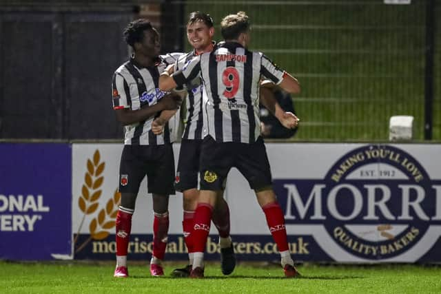 Mike Calveley, centre, was on target for Chorley (photo: David Airey/@dia_images)