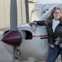 Carol Vorderman with her private plane 'Mildred' after passing her pilot's licence (PPL) test in 2013. (Photo by Tim Ireland/PA Images via Getty Images)