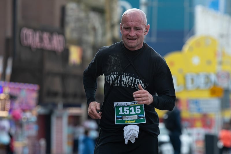 Runners during the half and full marathons in Blackpool