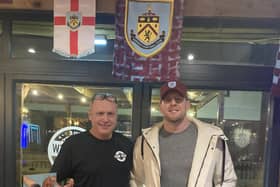 The Park view licensee Tony Thomas (left) was thrilled to welcome NFL superstar JJ Watt to his pub last night. The minority stakeholder in Burnley FC bought a round of drinks for everyone