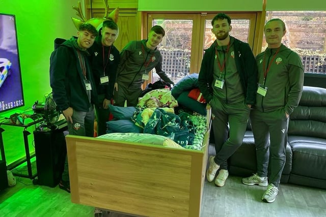 Bolton Wanderers players met Rhys who visits Derian House