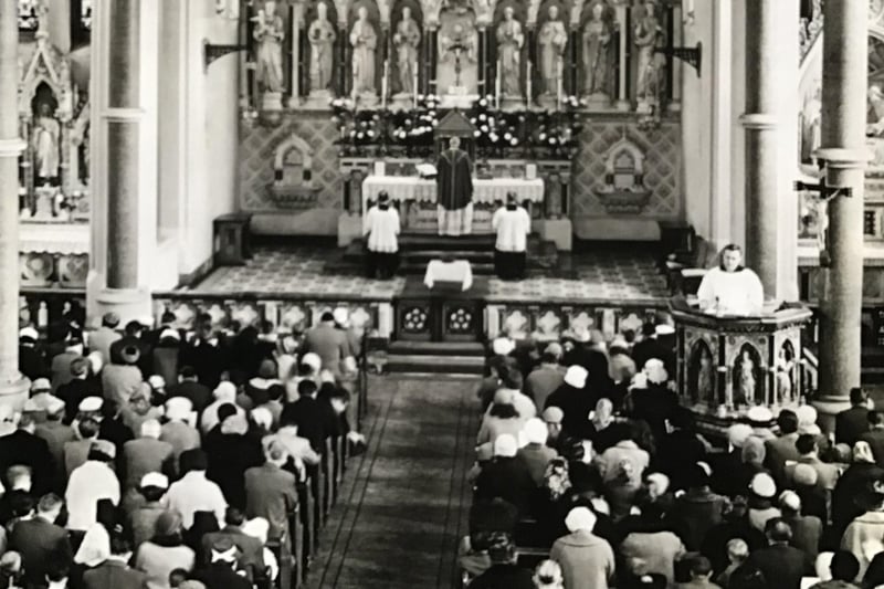 Mass in the Tridentine Rite, circa 1960, at St Joseph's Church, Preston
