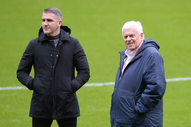 Preston North End manager Ryan Lowe and director Peter Ridsdale