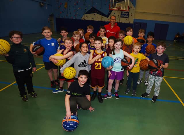 Under 9s Preston Basketball Club, in training at St Augustine's Leisure centre, Preston.