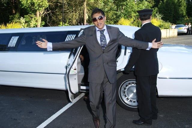 What an arrival for Amit Patel at the Fulwood High School Valedictory Ball held at the Pines Hotel, Preston in 2008