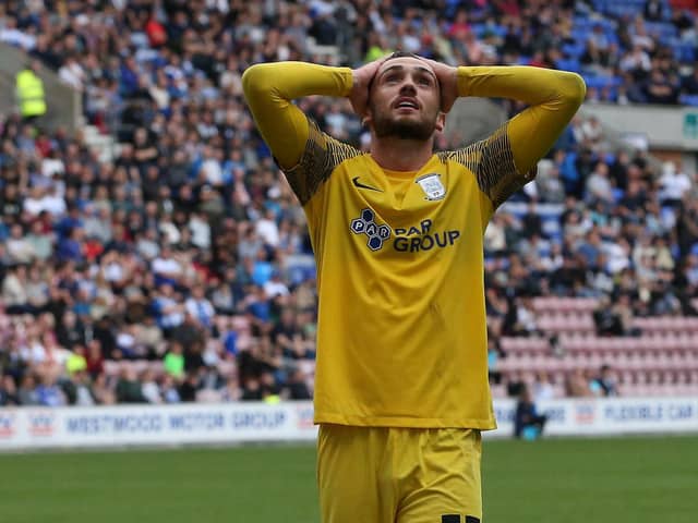 Troy Parrott reacts after not getting on the end of a cross.