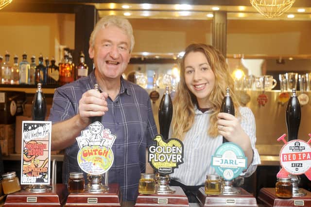 The Brew Room has opened on Church Street.  Pictured are Robert Wynne with daughter Anna Wynne. It will be supplying ales for the new The new Real Ale Tour on the resort's heritage trams