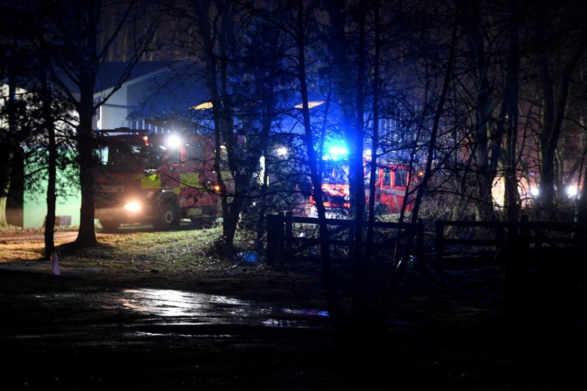 These were the scenes as fire crews tackled a blaze at a pet crematorium last night