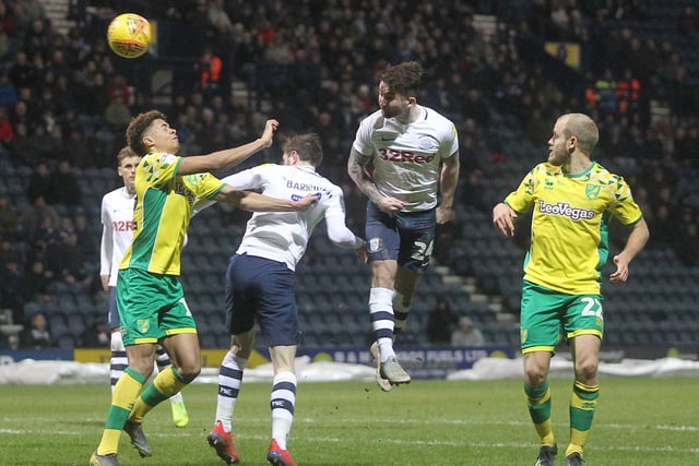 Preston North End's Sean Maguire gets a header on goal