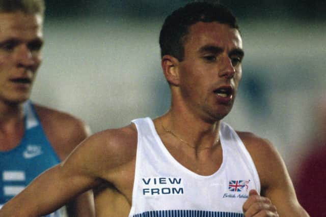 John Nuttall of Great Britain in action during the 5000 metres in the European Athletics Championships on August 11, 1994 at the Olympic Stadium, in Helsinki, Finland. (Photo by Gray Mortimore/Getty Images)