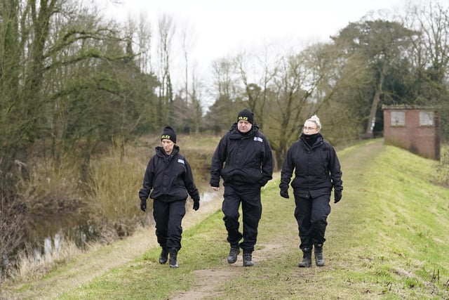 Police officers search the riverside in St Michael's on Wyre where Nicola Bulley, 45, was last seen on the morning of Friday January 27. Picture date: Saturday February 4, 2023.