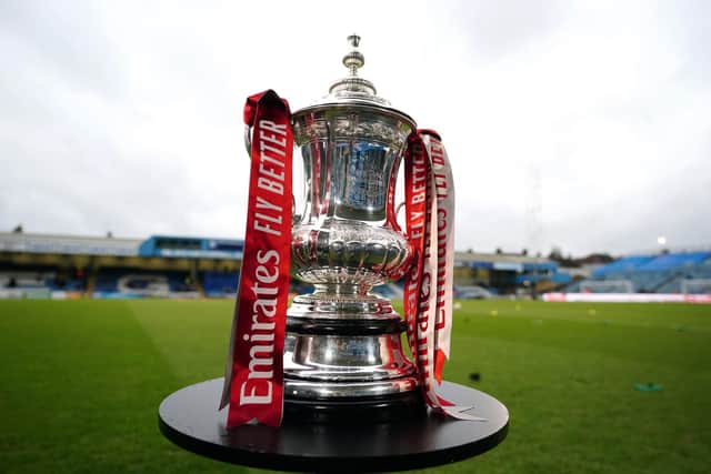 The FA Cup trophy ahead of the Emirates FA Cup third round match at Gillingham