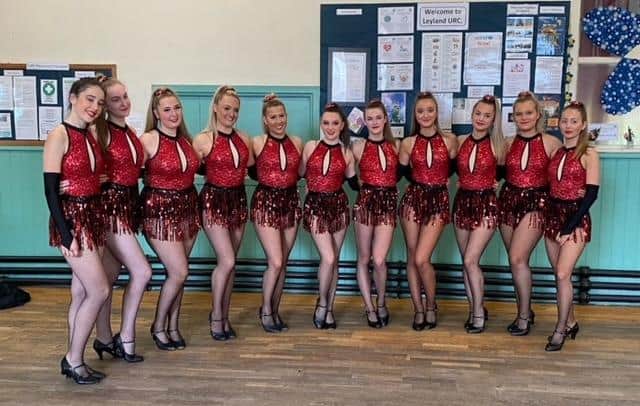 Seniors in their Moulin Rouge costume. From left to right: Kaitlyn Brown, Bethan Lally, Ruby Thompson, Izzy Davies, Ellie Prescott, Lexi Bebbington, Tamsin Shepherd, Lily Cornwell, Lucy Starks, Nicole Coulton, Amelie Shipway.
