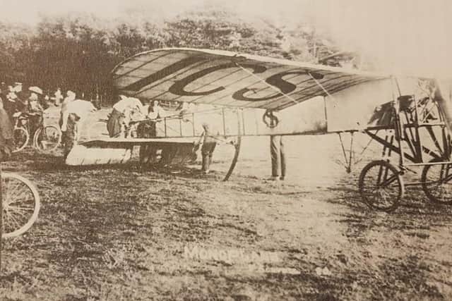 The first aircraft landed in Lancaster on a field at Scale Hall Farm.