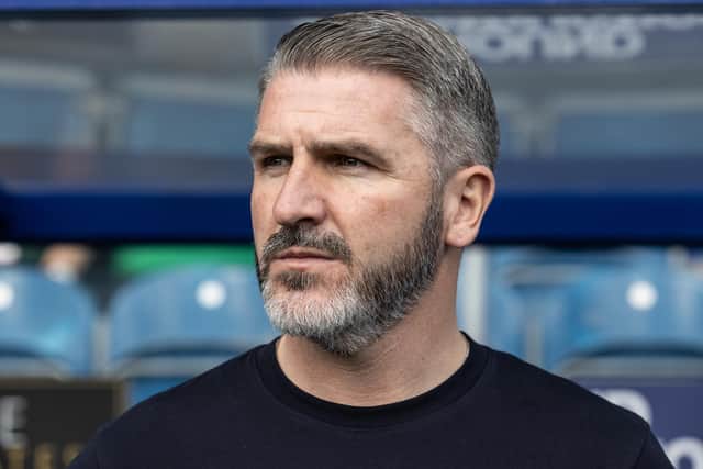 Preston North End's manager Ryan Lowe looks on