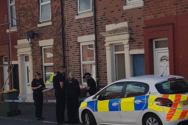 Police at the incident in Skeffington Road, Preston
