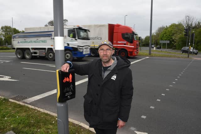 Photo Neil Cross; The controversial pedestrain crossing at the Penwortham by-pass - Brent Whybro
