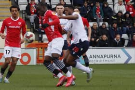 Arthur Gnahoua scored Morecambe's winner at Rotherham United last season Picture: Ian Lyon