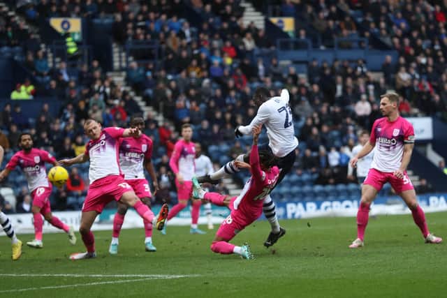 Preston North End's Bambo Diaby scores his side's second goal