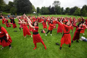 People of Preston dress as Kate Bush in Avenham and Miller Park for The Most Wuthering Heights Day Ever 2023.