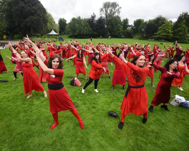 People of Preston dress as Kate Bush in Avenham and Miller Park for The Most Wuthering Heights Day Ever 2023.