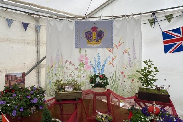 RAGS (Ribchester Allotment and Garden Society) created a display in the Field Day marquee marking the Queen's jubilee,