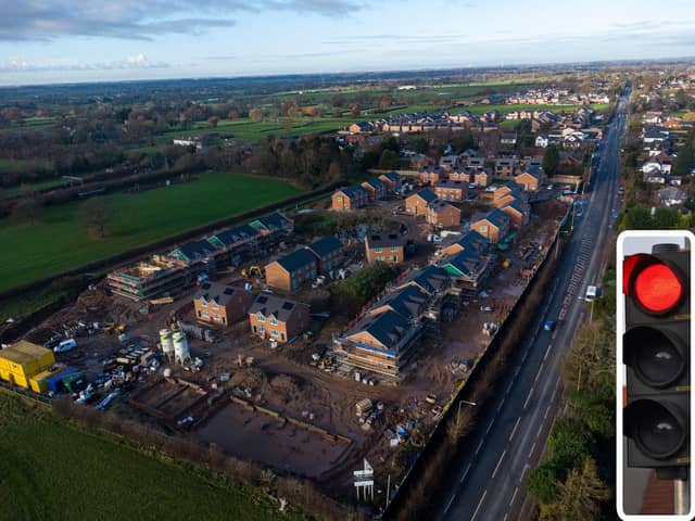 The stretch of Garstang Road that experienced weeks of gridlock because of the way temporary traffic lights were operated during work on a new housing estate (images: National World (main) and Pixabay)