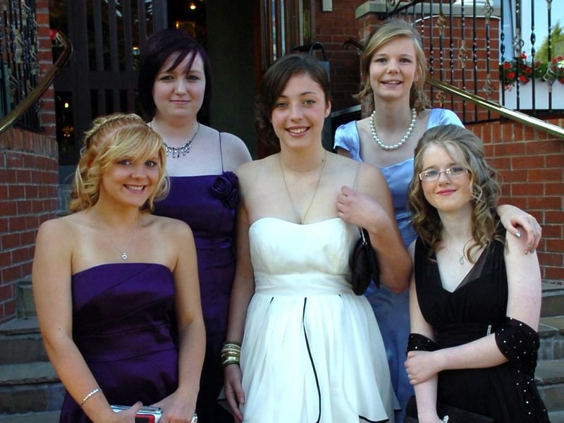 Penwortham Girls High School Prom at Pines Hotel - from left, Nicole Carter, Sorcha Deady-Alston, Igogen Dale, Elizabeth Yale and Laura Kimberley