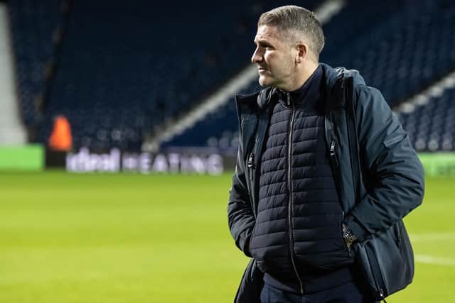 Preston North End's manager Ryan Lowe looks on