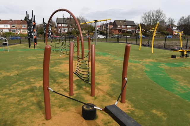 Some of the equipment in the revamped Stawberry Valley playground; a dementia garden and new furnture for the wider park setting are also in the pipeline
