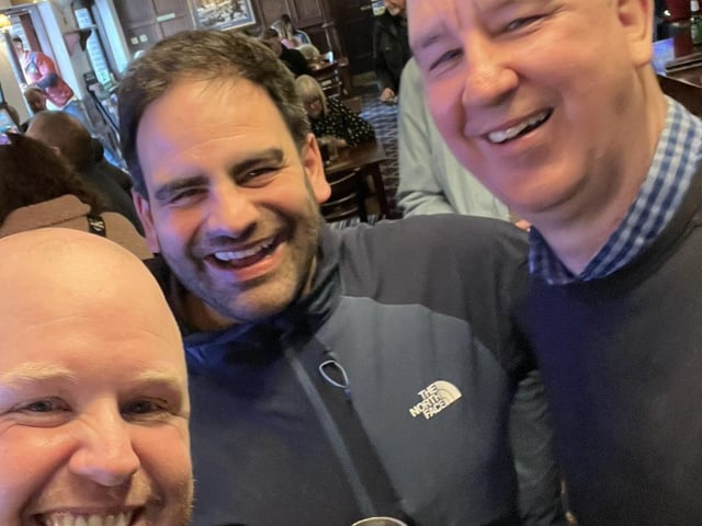 Three North Enders enjoy a pre-match pint
