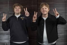 Lewis Capaldi comes face to face with his new Madame Tussaud’s waxwork figure, which is set to go on display in Blackpool. Picture: Anthony Devlin