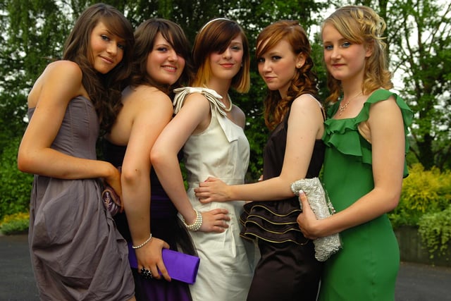 Penwortham Girls' High School Prom at The Pines Hotel, Clayton-le-Woods.
From left to right: Rosie Lennon, Sam Mullis, Jessica Brown, Beth Harrison, and Emma Lithgoe at the 2009 Penwortham Girls High School prom at the Pines Hotel in Clayton-le-Woods