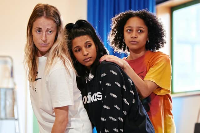 The cast of Blood Harmony in rehearsals.