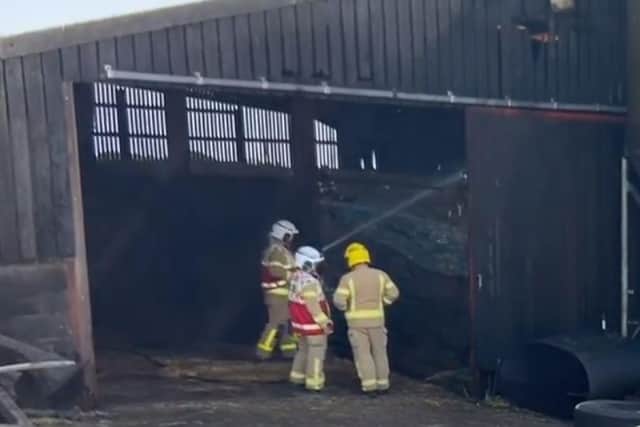 "10 tonnes of hay" went up in flames at a barn in Chorley (Credit: Lancashire Fire and Rescue Service)