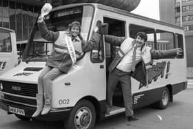 Miss Evening Post helps launch the new Preston Zippy buses at Preston bus station. But who is the gentleman with her?