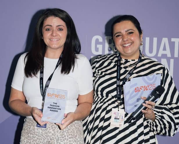 Kay receives her award at Graduate Fashion Week