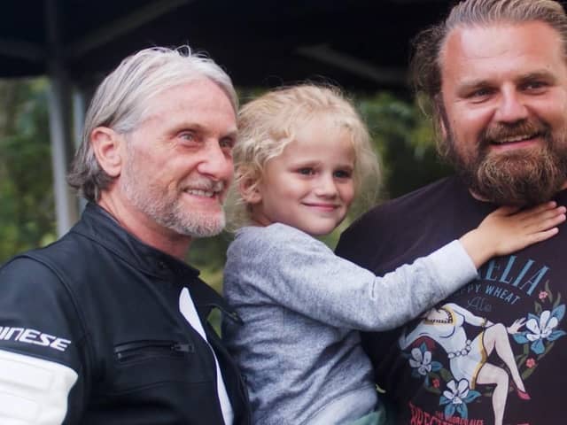 Carl Fogarty with motorcycle fans at an event in Norwich.