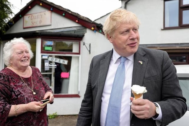 Boris was on the local election campaign trail at Robinsons The Dairy Shop in Leyland. Picture by Andrew Parsons CCHQ / Parsons Media