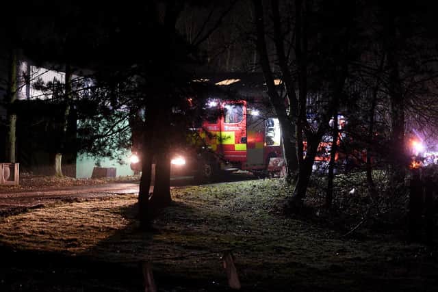Fire crews at the scene at Leyland Pet Crematorium in Wigan Road, Leyland on Friday night (February 17)