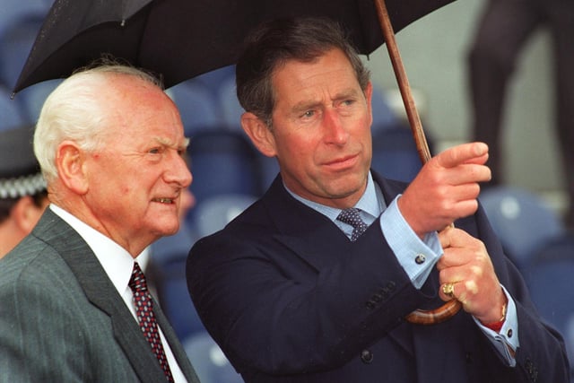 Prince Charles with Tom Finney at Deepdale , Preston, 1997