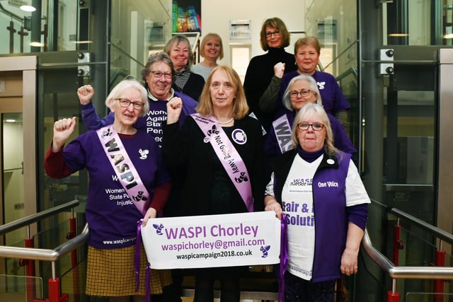 Members of Chorley WASPI group (Women Against State Pension Injustice) meet the Mayor of Chorley Julia Berry and raise their concerns about the changes to state pensions, in addition to celebrating International Women's Day at Chorley Town Hall